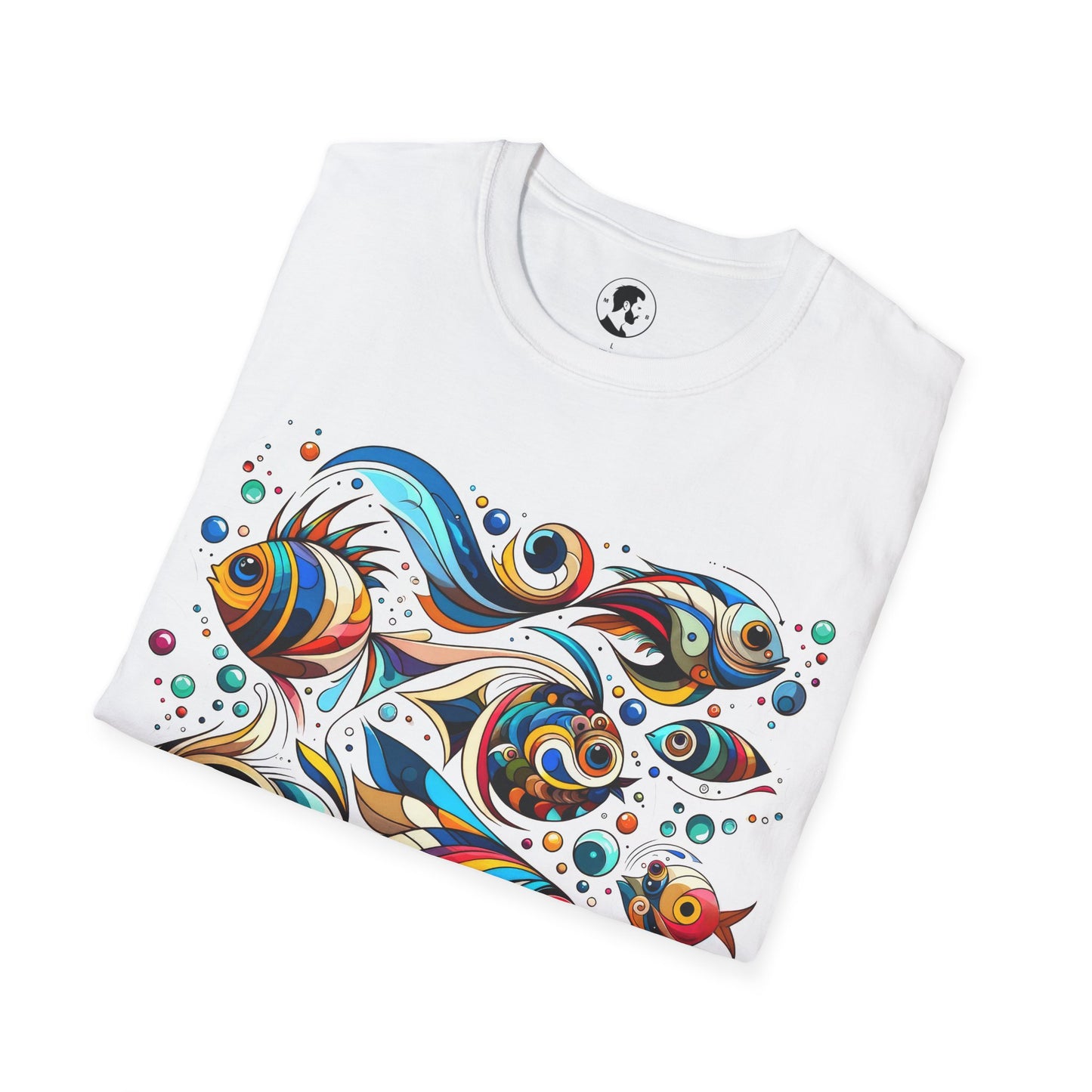 Aquatic Rhapsody: Abstract Marine Canvas Tee