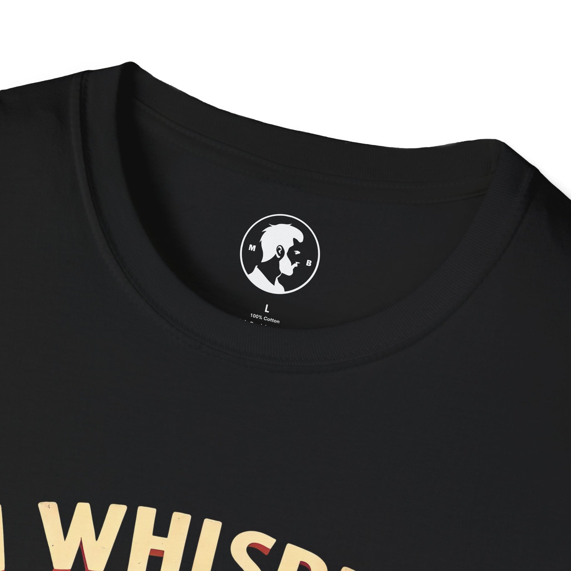 The image shows a T-shirt with the humorous phrase "I whisper 'I LOVE YOU' to my coffee" and a graphic of a coffee cup.