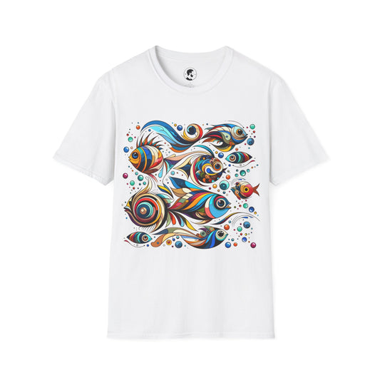 Aquatic Rhapsody: Abstract Marine Canvas Tee