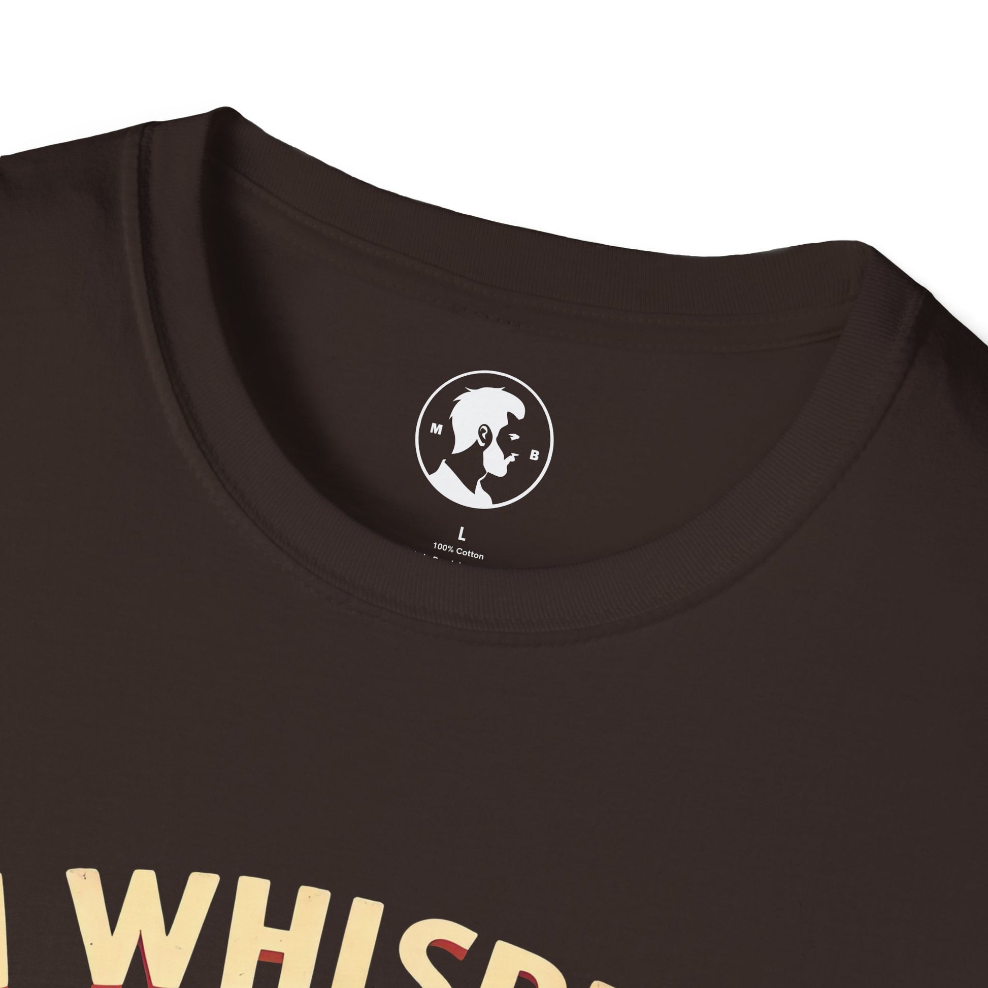 The image shows a T-shirt with the humorous phrase "I whisper 'I LOVE YOU' to my coffee" and a graphic of a coffee cup.